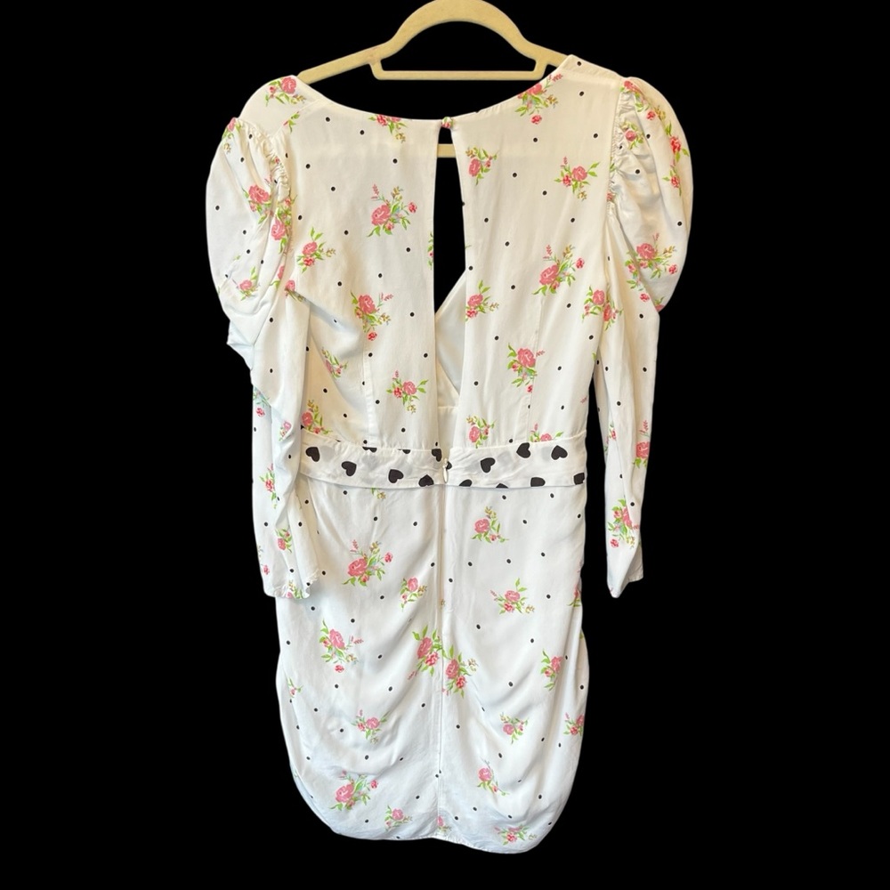 For Love and Lemons Mabel mini dress Small White floral Hearts Polkadots Womens - Picture 3 of 9